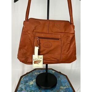 10 West Leather Shoulder Bag Cognac Brown Slouchy Y2K Minimalist NWT